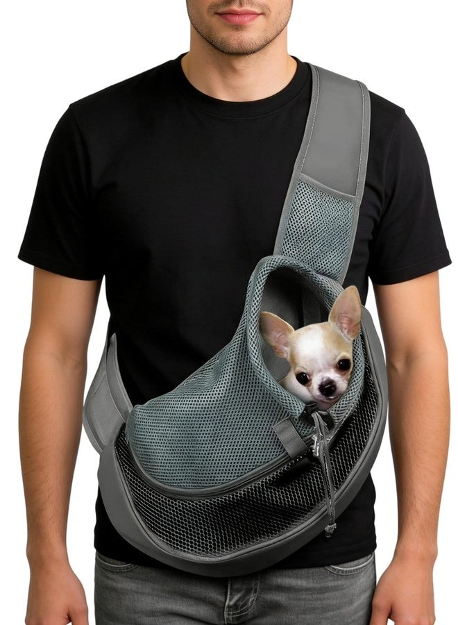 Dog Sling Carrier Hand-Free Puppy Carrier Purse Breathable Mesh Pet Chest Bag Adjustable Outing Pet Travel Sling Bag for Small Dogs Cats Rabbits(Under 10 lbs)
